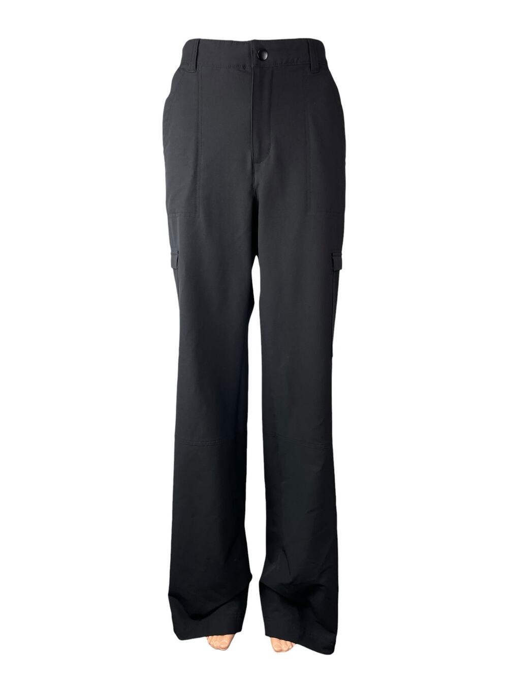 Old Navy Stretch Tech Black High Waisted Wide Leg Trousers Dress Pants S Tall